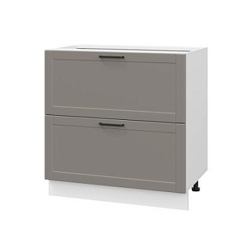 Шкаф нижний с ящиками ШНГ2Я 800 Корпус: ЛДСП белый 16мм; фасад: фрезеровка Диада, МДФ лофт кварц 16 мм