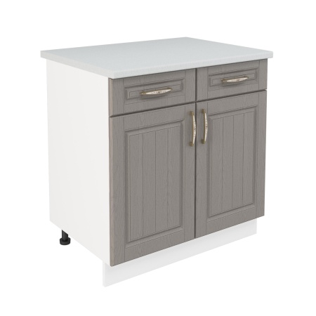 Шкаф нижний с ящиками ШН2Я 800 Корпус: ЛДСП белый 16мм; фасад: фрезеровка Лондон, МДФ дуб графит 16мм