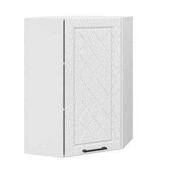 Шкаф верхний угловой (премьер)  ШВУ 600Н Барселона белый массив (МДФ 16мм МС София) Шкаф верхний угловой (премьер)  ШВУ 600Н Барселона белый массив (МДФ 16мм МС София)