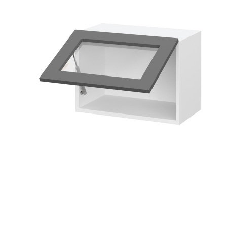 Шкаф верхний горизонтальный со стеклом ШВГС 500 Корпус: ЛДСП венге 16мм; фасад: фрезеровка Гренада, МДФ бразильский орех 16мм