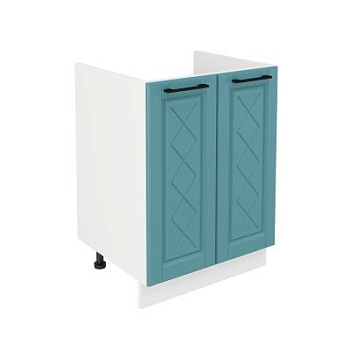 Шкаф нижний под мойку ШНМ 600 Корпус: ЛДСП белый 16мм; фасад: фрезеровка Барселона, МДФ морское дерево 16мм