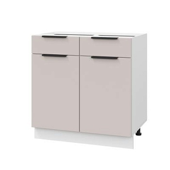 Шкаф нижний с ящиками ШН2Я 800 Корпус: ЛДСП белый 16мм; фасад: фрезеровка Оливия, МДФ сиена тауп 16 мм