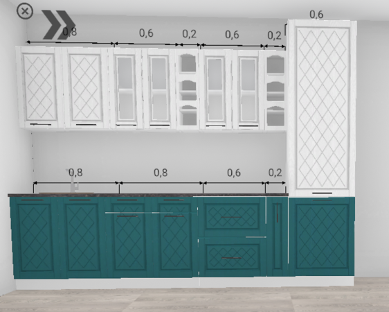 Кухня Барселона Белое дерево / Морское дерево 3,0 м с пеналом 600 (4862)