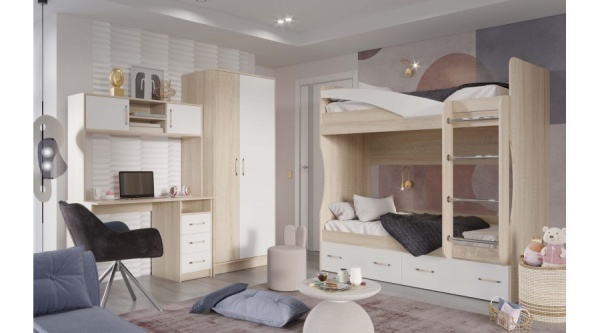 Стеллаж Буратино Дуб Сонома / Белый