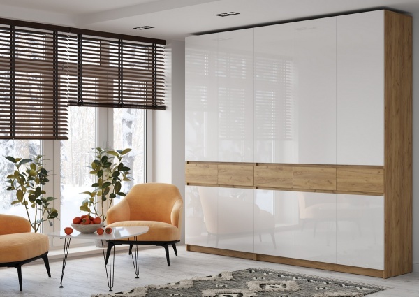 БОСТОН ШК-002 Шкаф 3-ств. МДФ (Комплект) Дуб Крафт золотой / Белый