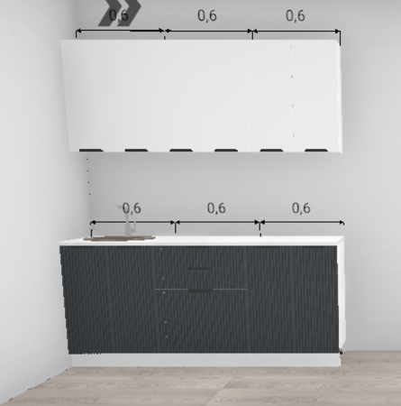 Кухня Норд Line Софт смок / Софт пломбир (верх) 1,8 м (5827)