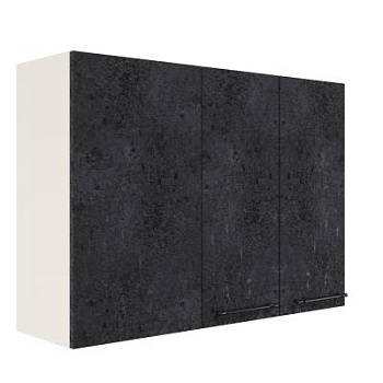 Шкаф верхний угловой ШВУП 1000 Корпус: ЛДСП белый 16мм; фасад: фрезеровка Нувель, МДФ бетон черный 16мм