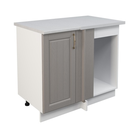 Шкаф нижний угловой  ШНУП 1000 Корпус: ЛДСП белый 16мм; фасад: фрезеровка Лондон, МДФ дуб графит 16мм