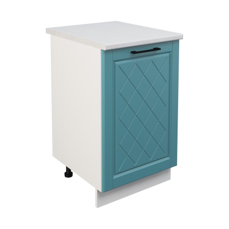 Шкаф нижний ШН 500 Корпус: ЛДСП белый 16мм; фасад: фрезеровка Барселона, МДФ морское дерево 16мм