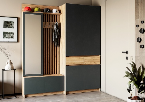 Модульная прихожая Стоуби Дуб Крафт золотой / Серый графит