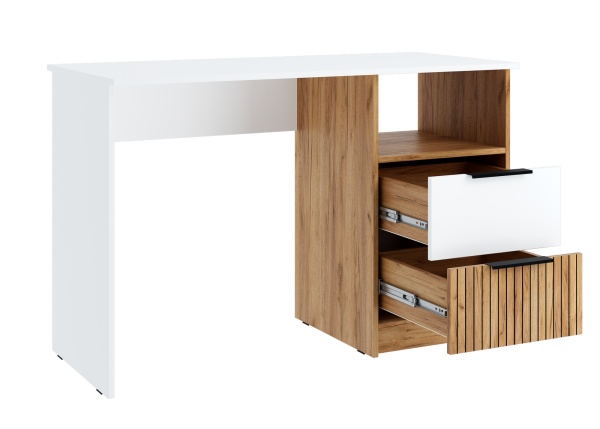 ИВИС Стол письменный СП-001 Корпус - Дуб Крафт золотой К003  Фасад ЛДСП - Белый (Гладкий)