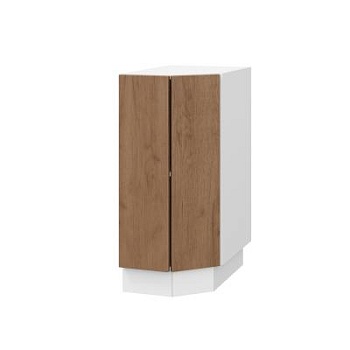 Шкаф нижний торцевой ШНТ 360 Корпус: ЛДСП белый 16мм; фасад: фрезеровка Оливия, ЛДСП дуб крафт табачный 16 мм