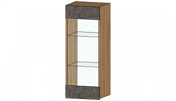 Даллас Шкаф со стеклом Дуб вотан / Цемент темный