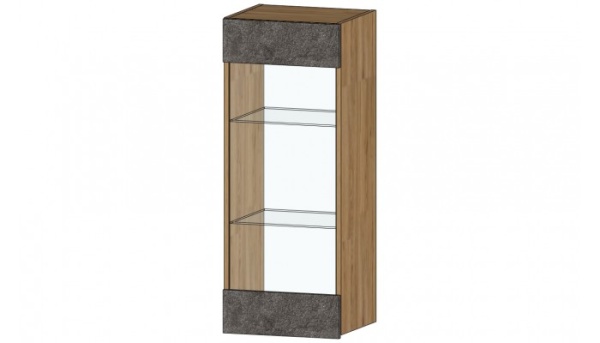 Даллас Шкаф со стеклом Дуб вотан / Цемент темный