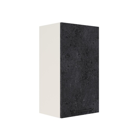 Шкаф верхний ШВ 400 Корпус: ЛДСП белый 16мм; фасад: фрезеровка Нувель, МДФ бетон черный 16мм