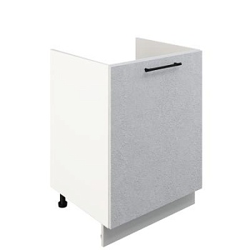 Шкаф нижний под мойку ШНМ 600-1 Корпус: ЛДСП белый 16мм; фасад: фрезеровка Нувель, МДФ бетон белый 16мм