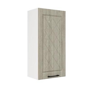 Шкаф верхний (премьер) ШВ 450Н Корпус: ЛДСП белый 16мм; фасад: фрезеровка Барселона, МДФ седой клен 16мм