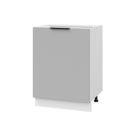 Шкаф нижний ШН 600-1 Корпус: ЛДСП белый 16мм; фасад: фрезеровка Оливия, ЛДСП серый софт 16 мм