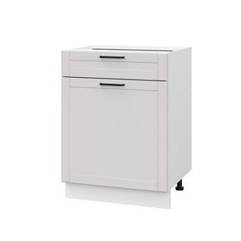 Шкаф нижний с ящиком ШН1Я 600 Корпус: ЛДСП белый 16мм; фасад: фрезеровка Диада, МДФ лофт крем 16 мм