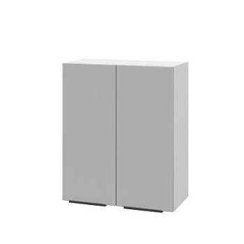 Шкаф верхний ШВ 600 Корпус: ЛДСП белый 16мм; фасад: фрезеровка Оливия, ЛДСП серый софт 16 мм