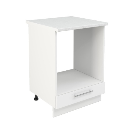 Шкаф нижний духовой ШНД 600 Корпус: ЛДСП белый 16мм; фасад: фрезеровка Олива, МДФ глянец белый 16мм