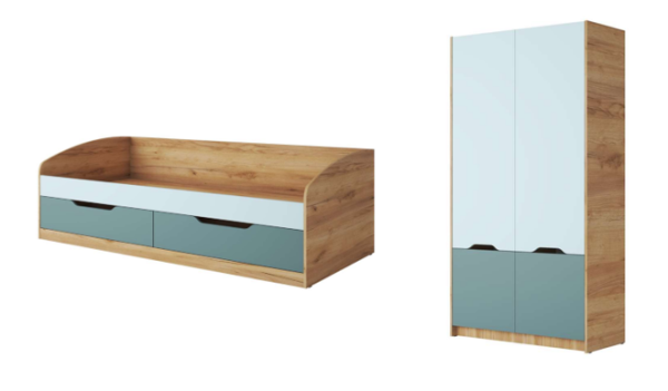 Комплект-4 RICH (КР-002+ШК-002) Дуб Крафт золотой / Кенди U9114 (УД) / Сумеречный голубой