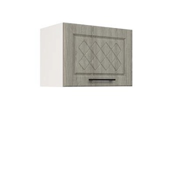 Шкаф верхний горизонтальный ШВГ 500 Корпус: ЛДСП белый 16мм; фасад: фрезеровка Барселона, МДФ седой клен 16мм