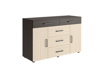 Вега К-03 Комод 5 ящ.+2 ств. Венге / Дуб молочный