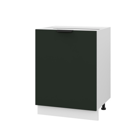 Шкаф нижний ШН 600-1 Корпус: ЛДСП белый 16мм; фасад: фрезеровка Норд, МДФ софт пихтовый зеленый 16 мм
