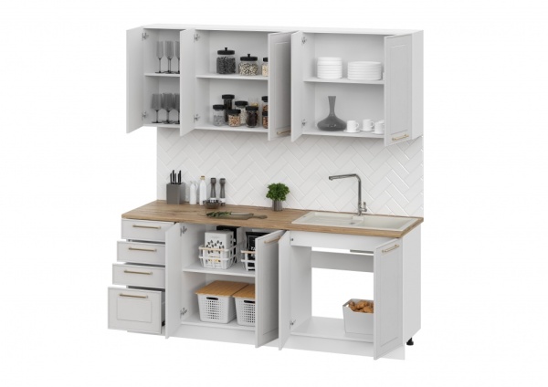 Кухня Милена 2,0м Белый / Белый арт