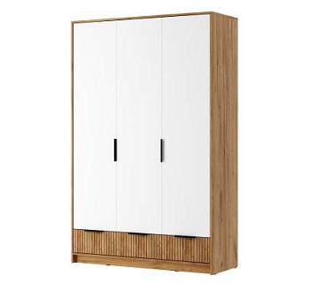 ИВИС Шкаф ШК-003 Корпус - Дуб Крафт золотой К003  Фасад ЛДСП - Белый (Гладкий)