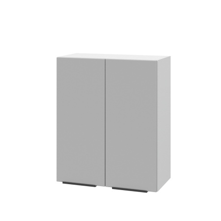 Шкаф верхний ШВ 600 Корпус: ЛДСП белый 16мм; фасад: фрезеровка Оливия, ЛДСП серый софт 16 мм