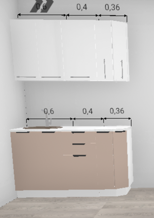 Кухня Олива Глянец шоколад / Глянец белый (верх) 1,36 м (4587)