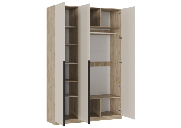 БОХО Шкаф ШК-004 (Шкаф комбинированный, 3-ств.) Дуб крафт серый / Кашемир