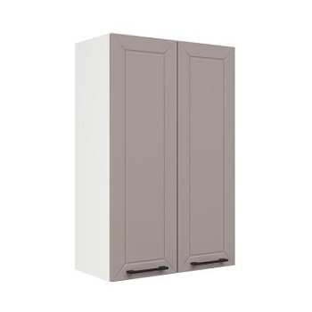 Шкаф верхний (премьер) ШВ 600Н Корпус: ЛДСП белый 16мм; фасад: фрезеровка Кельн, МДФ софт тоффи 16мм