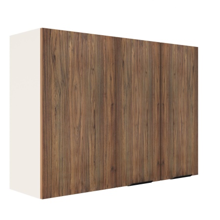 Шкаф верхний угловой ШВУП 1000 Корпус: ЛДСП белый 16мм; фасад: фрезеровка Норд, МДФ орех канадский 16 мм