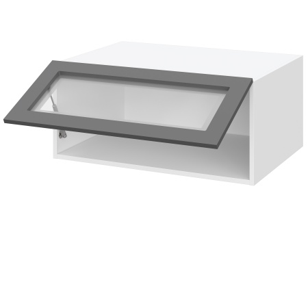 Шкаф верхний  антресоль со стеклом ШВСА 800 Барселона белый массив (МДФ 16мм МС София)