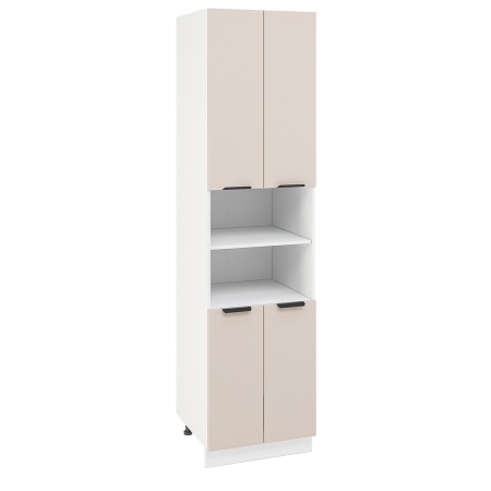 Пенал (премьер) ПД600Н-22 Корпус: ЛДСП белый 16мм; фасад: фрезеровка Норд, МДФ софт латте 16 мм