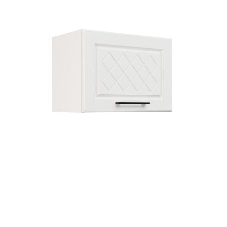 Шкаф верхний горизонтальный ШВГ 500 Корпус: ЛДСП белый 16мм; фасад: фрезеровка Барселона, МДФ белое дерево 16мм