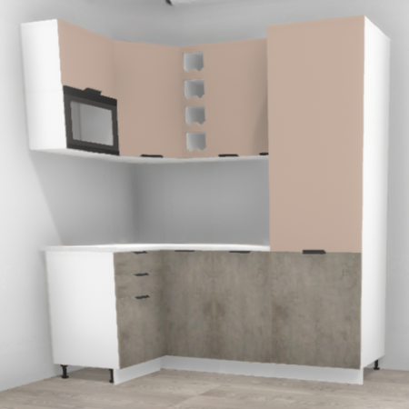 Кухня угловая Норд Софт какао / Камень беж 1,1*1,4 м + пенал 600 (9763)