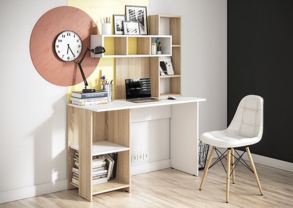 Стол компьютерный Олимп Дуб Сонома / Белый