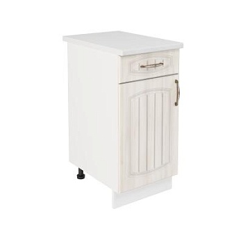 Шкаф нижний с ящиком ШН1Я 400 Корпус: ЛДСП белый 16мм; фасад: фрезеровка Гренада, МДФ сандал 16мм