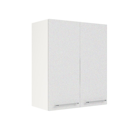 Шкаф верхний ШВ 600 Корпус: ЛДСП белый 16мм; фасад: фрезеровка Олива, МДФ металлик белый 16мм