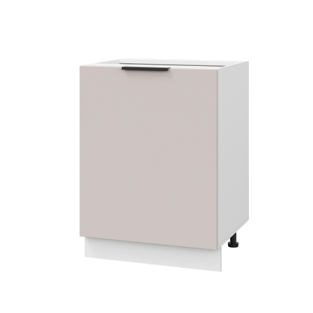 Шкаф нижний ШН 600-1 Корпус: ЛДСП белый 16мм; фасад: фрезеровка Оливия, МДФ сиена тауп 16 мм