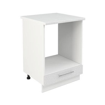 Шкаф нижний духовой ШНД 600 Корпус: ЛДСП белый 16мм; фасад: фрезеровка Олива, МДФ металлик белый 16мм