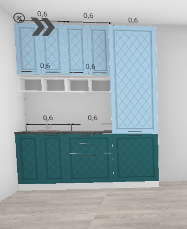 Кухня Барселона Премьер Голубой тик / Морское дерево (низ) 1200 + пенал 600 мм (3938)