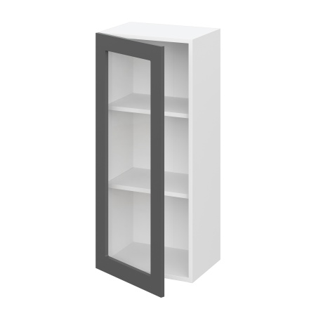 Шкаф верхний со стеклом (премьер) ШВС 400Н Барселона белый массив (МДФ 16мм МС София)