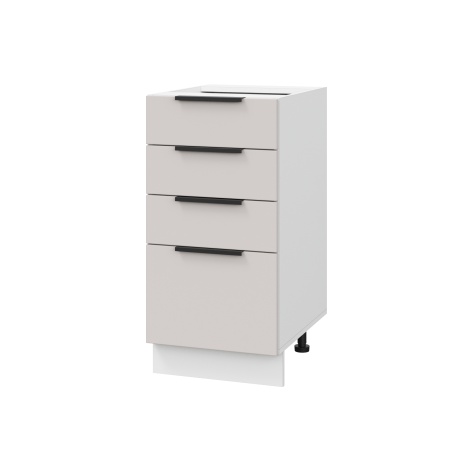 Шкаф нижний с ящиками ШНЯ 400 Корпус: ЛДСП белый 16мм; фасад: фрезеровка Оливия, МДФ моно керамика 16 мм