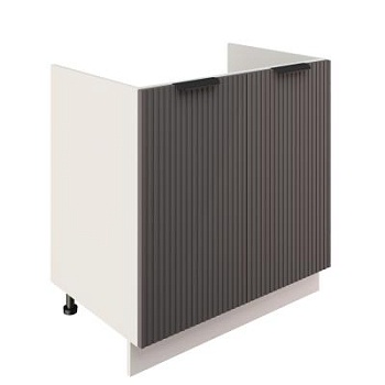 Шкаф нижний под мойку ШНМ 800 Корпус: ЛДСП белый 16мм; фасад: фрезеровка Норд Line, МДФ софт маренго 16 мм