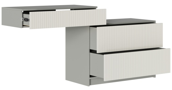 СЕЛЕНА Комод-консоль КМ-001 (МДФ Комплект) Корпус - Шиншилла Серая  Фасад МДФ - матовая Кварц Грей Софт